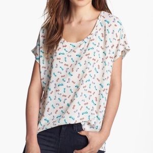 Pleione Eyeglasses Printed Short Sleeve Blouse